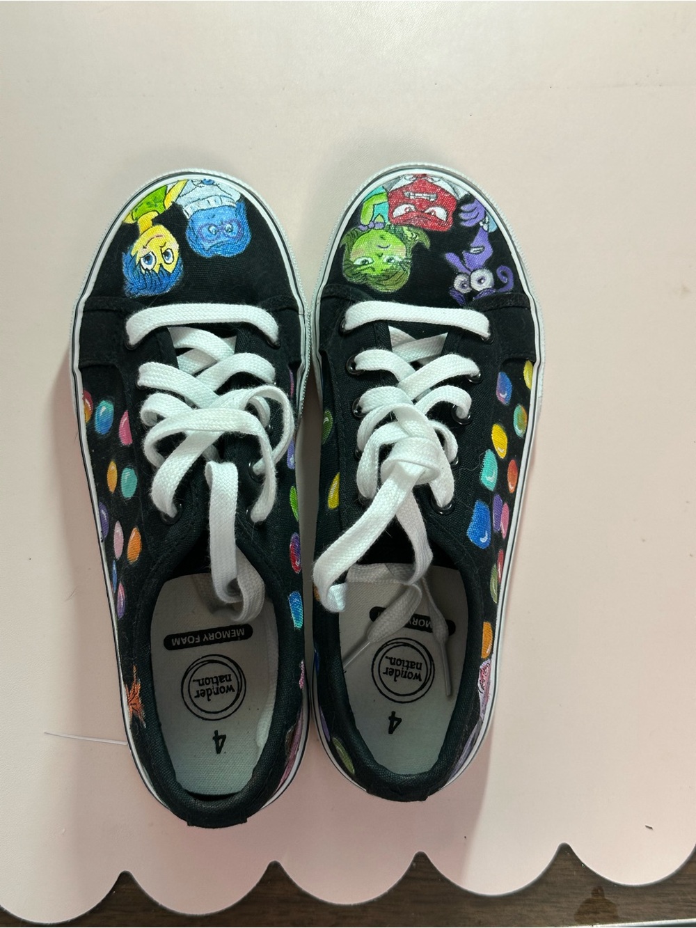 Women’s Black canvas inside out painted shoes size 4